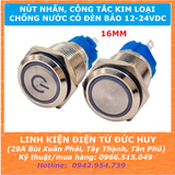 Nút nhấn kim loại 16mm có đèn, chống nước IP65 (tự nhả, tự giữ)