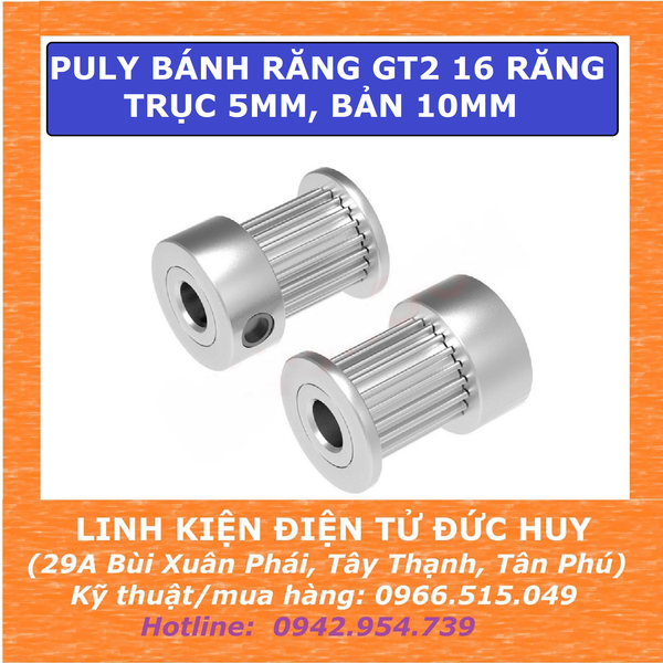 Puly bánh răng 16 răng GT2 Trục 5mm (bản rộng 10mm)