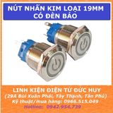 Nút nhấn kim loại 19mm có đèn, chống nước IP65 (tự nhả, tự giữ)