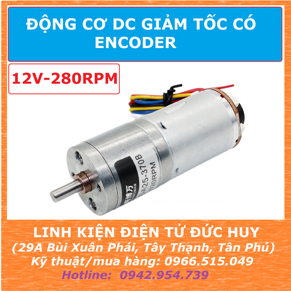 GA25 370 12V 280 rpm động cơ encoder
