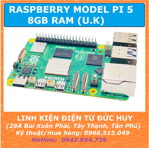 MÁY TÍNH NHÚNG RASPBERRY MODEL PI 5 8GBRAM (CHÍNH HÃNG U.K)