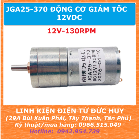 JGA25 370 12V ĐỘNG CƠ DC GIẢM TỐC 12VDC 130RPM