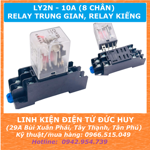 LY2N RELAY KIẾNG, RƠLE TRUNG GIAN 8 CHÂN, 220VAC 10A