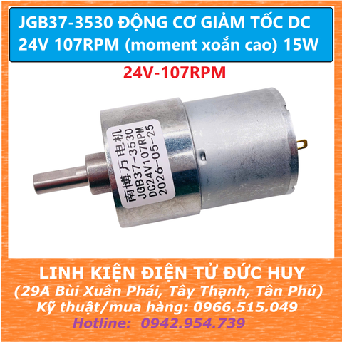 JGB37 3530 ĐỘNG CƠ GIẢM TỐC DC 24V 107RPM (moment xoắn cao) 15W