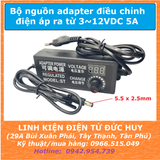 Nguồn adaptor điều chỉnh điện áp 3 - 12V 5A (CÓ HIỂN THỊ ĐIỆN ÁP)