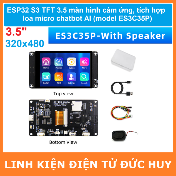 ESP32 S3 TFT 3.5 màn hình cảm ứng, tích hợp loa micro chatbot AI (model ES3C35P)