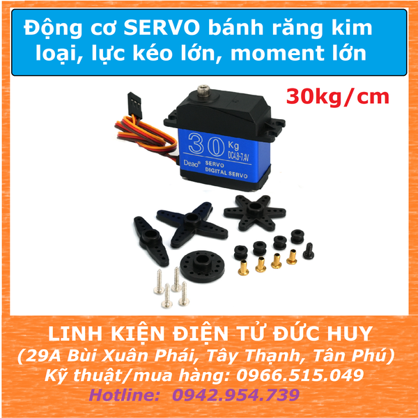 Động cơ SERVO 30KG/CM, 4.8~7.4VDC, 180 ĐỘ, BÁNH RĂNG KIM LOẠI