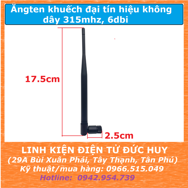 Ăngten anten khuếch đại tín hiệu không dây, sóng 315Mhz, độ lợi gain 6DBI