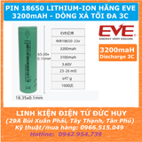 Pin sạc lithium ion 18650 HÃNG EVE 3200mAh, xả 3C