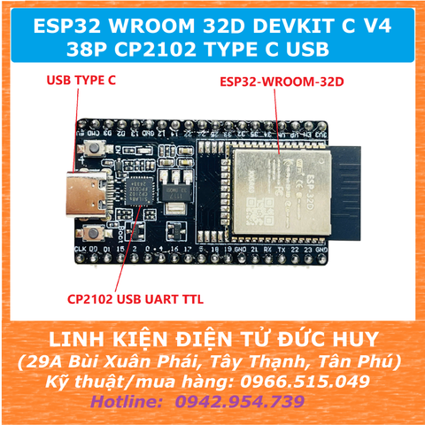ESP32 DEVKITC V4 WROOM 32D 38P CP2102 TYPE USB