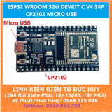 ESP32 DEVKITC V4 WROOM 32U 38P CP2102 MICRO USB (màu đen)