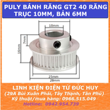 Puly bánh răng GT2 40 răng Trục 10mm (bản rộng 6mm)