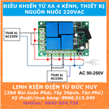 MẠCH ĐIỀU KHIỂN TỪ XA  BẬT TẮT 4 THIẾT BỊ NGUỒN NUÔI 220VAC 433MHZ
