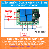 MẠCH ĐIỀU KHIỂN TỪ XA  BẬT TẮT 4 THIẾT BỊ NGUỒN NUÔI 220VAC 433MHZ