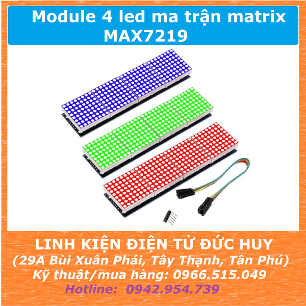 Module 4 led ma trận matrix MAX7219 (xanh dương, đỏ)