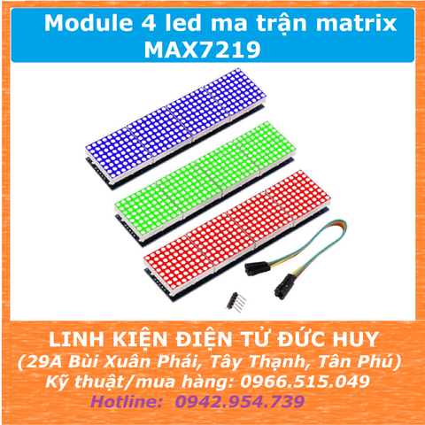 Module 4 led ma trận matrix MAX7219 (xanh dương, đỏ)