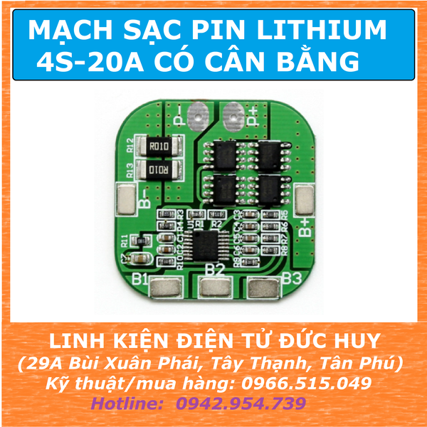 4S 20A 14.8V MẠCH SẠC VÀ BẢO VỆ PIN LITHIUM