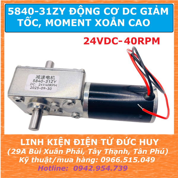 5840-31ZY Động cơ DC giảm tốc moment xoắn cao điện áp 24VDC 40RPM