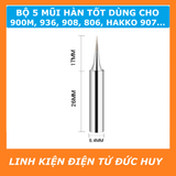 BỘ 5 ĐẦU MŨI HÀN ĐEN (LOẠI TỐT) CHO 900M, 936, 809, 806, HAKKO 907...