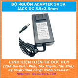 NGUỒN ADAPTER 5V 5A, DÂY DÀI 1M, ĐẦU JACK 5.5x2.5mm