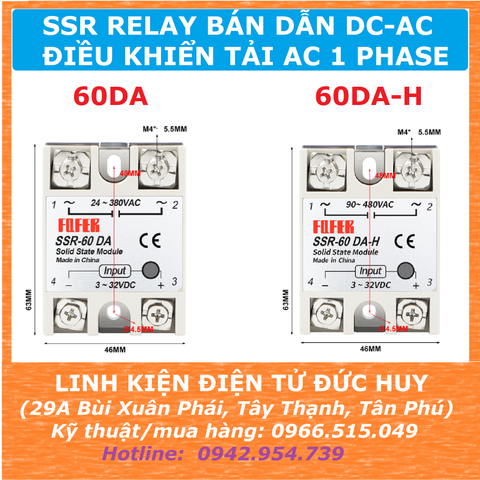 SSR 60DA 60DA-H FOTEK SOLID STATE RELAY (RELAY BÁN DẪN ĐIỀU KHIỂN TẢI AC)
