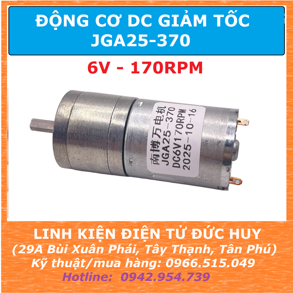 ĐỘNG CƠ DC GIẢM TỐC GA25 370 6VDC 170RPM