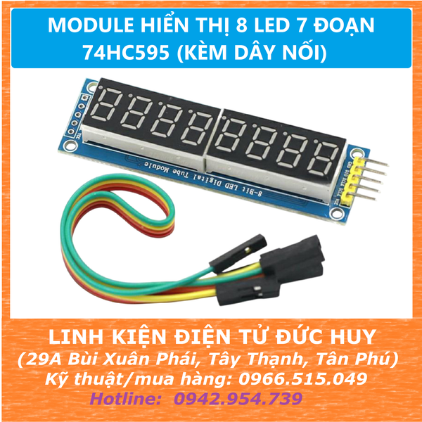MODULE LED 7 ĐOẠN HIỂN THỊ 8 SỐ 74HC595 ( loại nhỏ 0.36 inch)