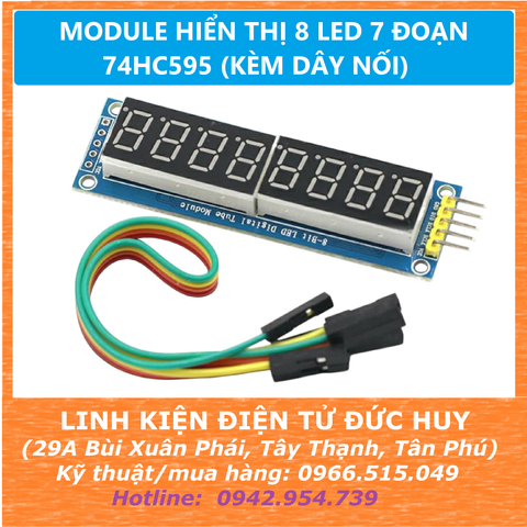 MODULE LED 7 ĐOẠN HIỂN THỊ 8 SỐ 74HC595 ( loại nhỏ 0.36 inch, kèm dây nối)