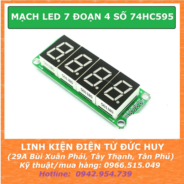 MẠCH LED 7 ĐOẠN 4 SỐ 74HC595