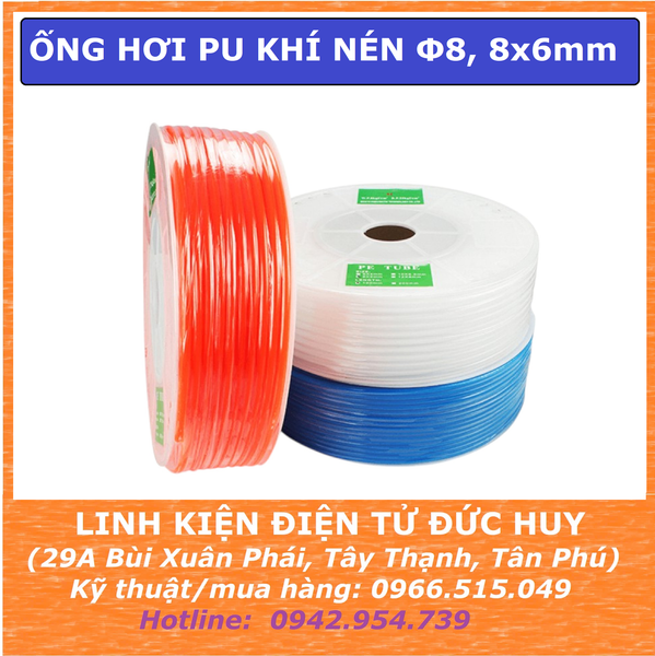 1 MÉT ỐNG HƠI PU KHÍ NÉN PHI NGOÀI 8mm, PHI TRONG 5mm