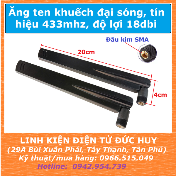 Ăngten khuếch đại sóng, khuếch đại tín hiệu 433mhz, độ lợi 18dbi