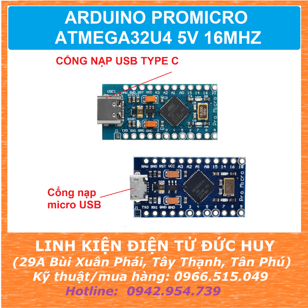 ARDUINO PROMICRO ATMEGA32U4 5V 16MHZ