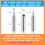 BỘ 5 ĐẦU MŨI HÀN ĐEN (LOẠI TỐT) CHO 900M, 936, 809, 806, HAKKO 907...