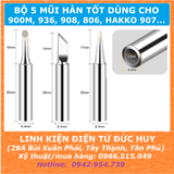 BỘ 5 ĐẦU MŨI HÀN ĐEN (LOẠI TỐT) CHO 900M, 936, 809, 806, HAKKO 907...