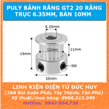 Puly bánh răng 20 răng GT2 Trục 6.35mm bản 10mm