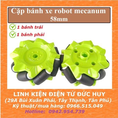 Bánh xe robot mecanum dò line, tự hành 58mm