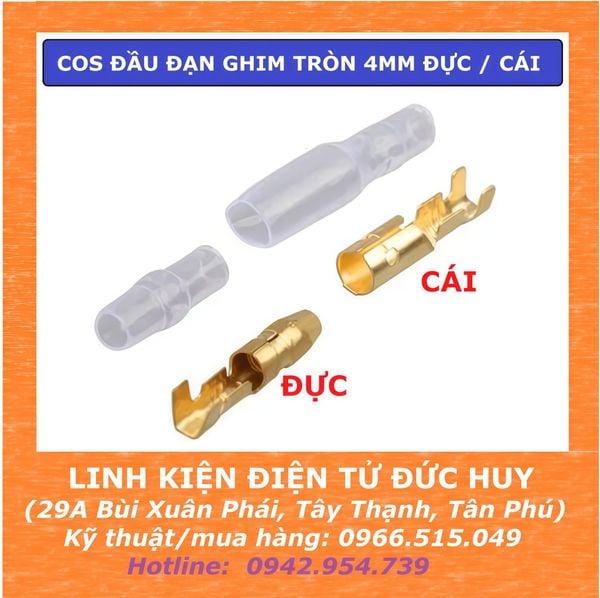 COS ĐẦU ĐẠN GHIM TRÒN 4MM ĐỰC / CÁI ( KÈM VỎ BỌC )