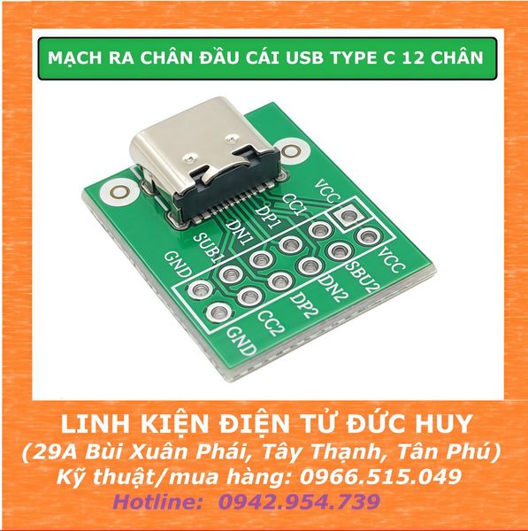 MẠCH RA CHÂN ĐẦU CÁI USB TYPE C 12 CHÂN