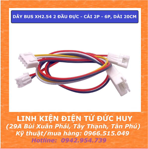 DÂY NỐI BUS XH2.54 2 ĐẦU ĐỰC - CÁI, DÀI 20CM (2P - 6P)