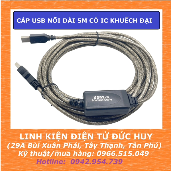 Cáp nối USB 2.0 dài 5m có ic khuếch đại tín hiệu