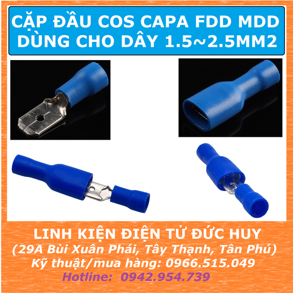 Đầu cos capa, đầu cos dẹp FDD2 MDD2, dây điện 1.5~2.5mm2