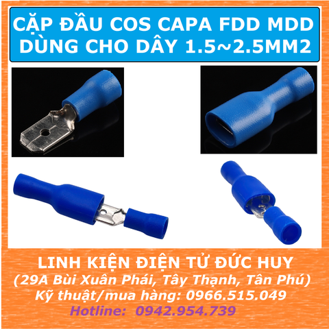 Đầu cos capa, đầu cos dẹp FDD2 MDD2, dây điện 1.5~2.5mm2