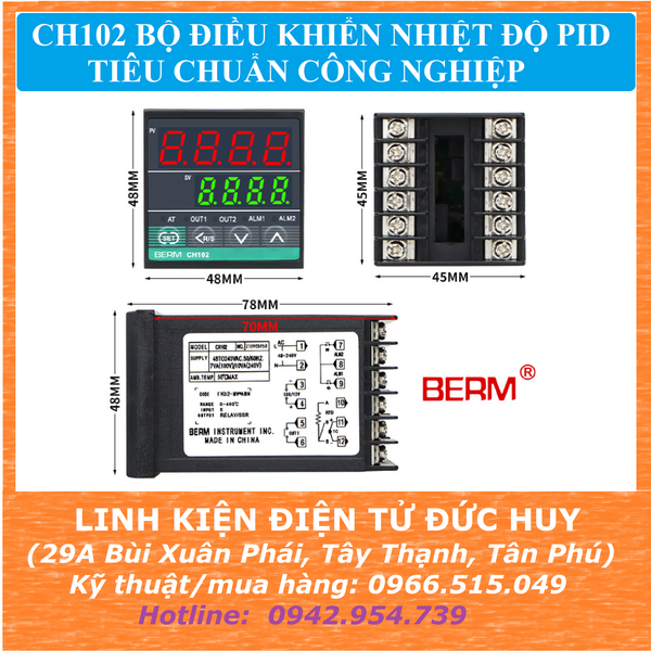 CH102 Bộ điều khiển PID nhiệt độ tiêu chuẩn công nghiệp - Hãng BERM