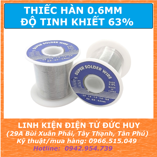 Thiếc hàn, chì hàn 200g 0.6mm tinh khiết 63%, dễ chảy bóng đẹp