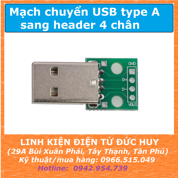 MẠCH CHUYỂN USB TYPE A sang header 4, DIP 4 (4 CHÂN)