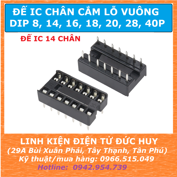 ĐẾ IC 14 CHÂN LỖ VUÔNG DIP14P