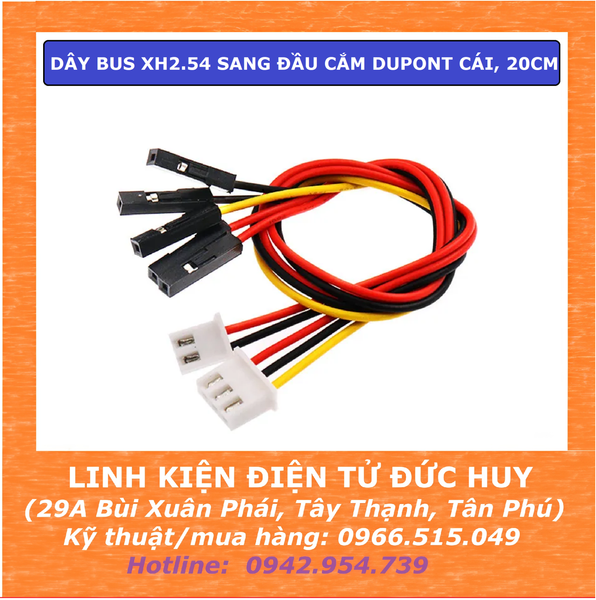DÂY BUS CHUYỂN XH2.54 SANG ĐẦU DUPONT CÁI 2P - 6P, DÀI 20CM