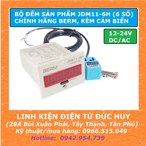 Combo bộ đếm sản phẩm JDM11-6H (6 số),12-24VAC/DC BERM, kèm cảm biến kim loại SN04