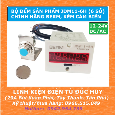 Combo bộ đếm sản phẩm JDM11-6H (6 số),12-24V DC/AC BERM, kèm cảm biến NJK 5002C + gá