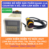 Combo bộ đếm sản phẩm DH48J-11A counter 4 số, có chức năng lưu khi mất điện, 12V-24VDC, kèm cảm biến + gá
